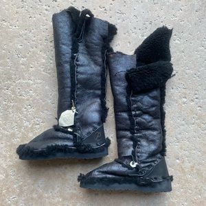 Black Designer Malibu coWboy Boots, sheepskin